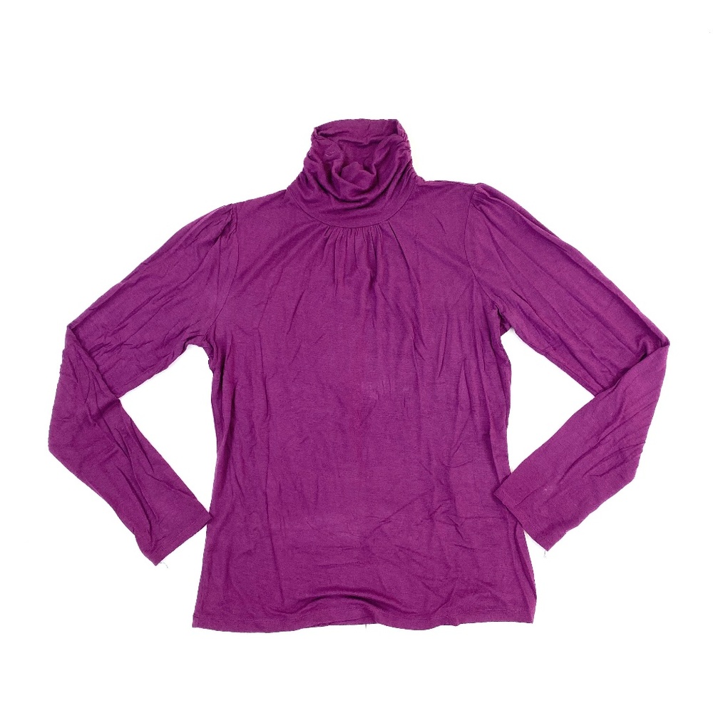 JEWEL TONE Drapey Rayon Garnet Turtleneck | S